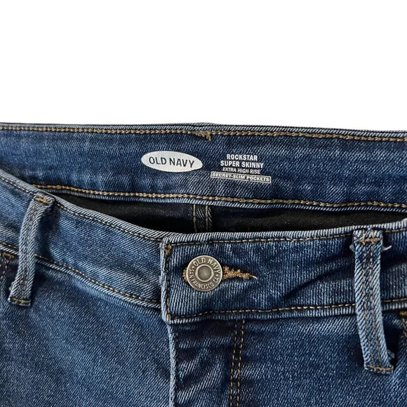 Old Navy Rockstar Super Skinny Extra High Rise Jeans Size 16 Blue Denim Stretchy - Picture 5 of 6